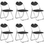 Lot de 6 chaises pliantes - costway - si�ges en simili cuir rembourr�e - cadre en m�tal - noir