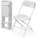 Lot de 6 chaises pliantes en plastique blanc siges commerciaux empilables portables intrieurs et extrieurs ...
