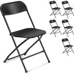 Lot de 6 chaises pliantes en plastique noir si�ge commercial empilable portable int�rieur ext�rieur avec ...