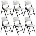 Lot 6 chaises pliantes - gh91 - noir - r�sine et acier - poign�e de transport
