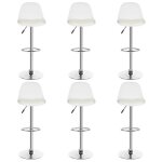 Lot de 6 chaises r�glable tabouret de bar blanc - h80 / 100 cm - bul - scandinave - moderne