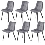Lot de 6 chaises de salle � manger chaises rembourr�es en velours pieds r�glables pour cuisine salon ...