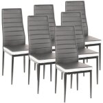 Lot de 6 chaises romane grises bandeau blanc pour salle � manger 40 x 39 x 98 cm