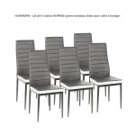 Lot de 6 chaises romane grises bandeau blanc pour salle � manger - huaimeipin