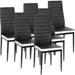 Lot de 6 chaises romane noires bandeau blanc pour salle � manger 40 * 39 * 98cm