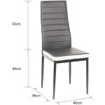 Lot de 6 chaises de salle à manger48x42x45 cmpieds en métal revêtement en similicuirgrises et blanches ... Lot de 6 chaises de salle à manger48x42x45 cmpieds en métal revêtement en similicuirgrises et blanches ...
