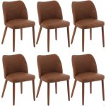 Lot de 6 chaises de salle � manger aspect cuir avec forme ergonomiquepieds en bois design modernemarron ...
