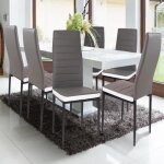 Lot de 6 chaises de salle à manger contemporaines en simili - cuir gris et métal - blanc et gris - 43 ... Lot de 6 chaises de salle à manger contemporaines en simili - cuir gris et métal - blanc et gris - 43 ...