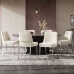 Lot de 6 chaises de salle � manger - coussins dassise rembourr�s - pieds en m�tal - structure argent�e ...