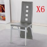 Lot de 6 chaises de salle à manger - cuir artificiel - style contemporain - cadre en acier gris Lot de 6 chaises de salle à manger - cuir artificiel - style contemporain - cadre en acier gris