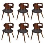 Lot de 6 chaises de salle  manger en cuir mlang brun 270042