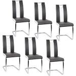 Lot de 6 chaises pour salle � manger noir et blanc
