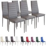 Lot de 6 chaises de salle � manger en cuir simili - gris - style contemporain - design - 42 * 48 * 98cm ...