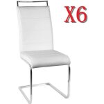 Lot de 6 chaises de salle à manger en cuir simili - haute dossier - style contemporain Lot de 6 chaises de salle à manger en cuir simili - haute dossier - style contemporain