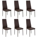 Lot de 6 chaises salle � manger - design moderne - brun