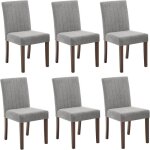Lot de 6 chaises de salle � manger haut dossier assise rembourr�es - promiracal - pieds en bois confortable ...
