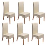 Lot de 6 chaises de salle  manger latina en cuir crme et pieds clairs - design moderne