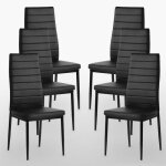 Lot de 6 chaises de salle � manger life interiors - simili cuir noir - design moderne