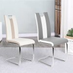 Lot de 6 chaises de salle à manger moderne en cuir 395 cm x 49 cm x 985 cm beige et blanc Lot de 6 chaises de salle à manger moderne en cuir 395 cm x 49 cm x 985 cm beige et blanc