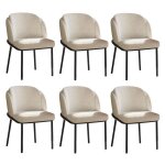 Lot 6 chaises salle � manger modernes tissu cr�me chaise cuisine confortable pieds m�tal noir style nordique ...