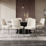 Lot de 6 chaises de salle � manger - redom - assise �paisse confort pieds m�tal argent chrom� - velours ...