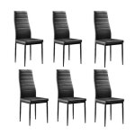 Lot de 6 chaises de salle  mangerrembourr avec revtement aspect cuir noir