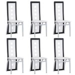 Qian - lot de 6 chaises de salle  manger en simili cuir blanc noir - dossier haut 59cm - capacit 120 ...
