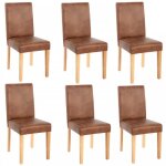 Lot de 6 chaises de salle � manger simili - cuir marron vieilli pieds clairs cds04251