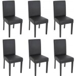 Lot de 6 chaises de salle � manger simili - cuir noir mat pieds fonc�s cds04235