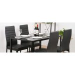 Lot de 6 chaises de salle � manger en simili cuir noir - style industriel - jnishon
