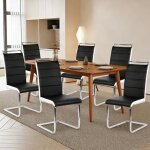 Lot de 6 chaises salle � manger en similicuir haut dossier pieds m�talliques en u design moderne - cuisine ...