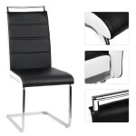 Lot de 6 chaises de salle  manger similicuir - noir / blanc - mtal - contemporain - design