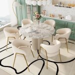 Lot de 6 chaises de salle  manger en sherpa - style scandinave - fauteuils chaises de salon avec pieds ...