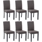 Lot de 6 chaises de salle � manger en tissu gris fonc� pieds noirs mobilier tendances - contemporain ...