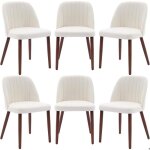 Lot de 6 chaises de salle � manger - toys s - rembourr�es - dossier haut - pieds en bois et tissu effet ...
