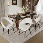 Lot de 6 chaises de salle � manger en velours - moderne fauteuil rembourr�e chaise pour cuisine bureau ...