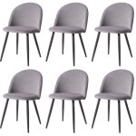 Lot de 6 chaise de salle  manger en velours chaise de salon coussins doux en velours assise(gris)