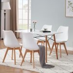 Lot de 6 chaises scandinaves blanches chaise de salle  manger design en similicuir et bois massif