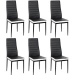 Lot de 6 chaises scandinave avec dossier noires bandeau blanc - mtal - pour salle  manger / cuisine ...