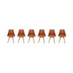 Lot de 6 chaises scandinaves. pieds bois de h�tre. chaises 1 place. terracotta