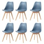 Lot de 6 chaises - scandinaves - chaises de salle  manger - pieds en bois - chaise bleu fonc