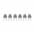 Lot de 6 chaises scandinaves. pieds bois de htre. fauteuils 1 place. gris