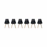 Lot de 6 chaises scandinaves. pieds bois de htre. fauteuils 1 place. noirs
