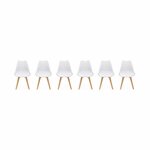 Lot de 6 chaises scandinaves. pieds bois de htre. fauteuils 1 place. blancs