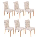 Lot de 6 chaises de sjour littau - crme - pieds clairs - moderne - tissu - salle  manger