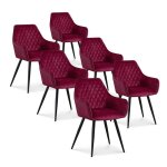 Lot de 6 chaises victoria en velours rouge pieds noir