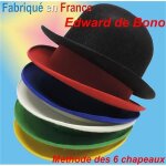 Lot de 6 chapeaux melon mthode edward de bono - blanc et panachs - adulte