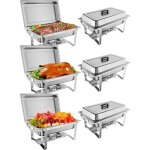 Lot de 6 chauffes - plats rectangulaires 8qt ? buffet & traiteur acier inoxydable nsf pliables id�al ...