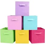 Lot de 6 cubes de rangement pliables en tissu en forme de cube - couleur arc - en - ciel