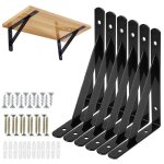 Lot de 6 equerre etagere murale - support d�tag�re droits de 90 degr�s en acier massif - 200 x 120 mm ...